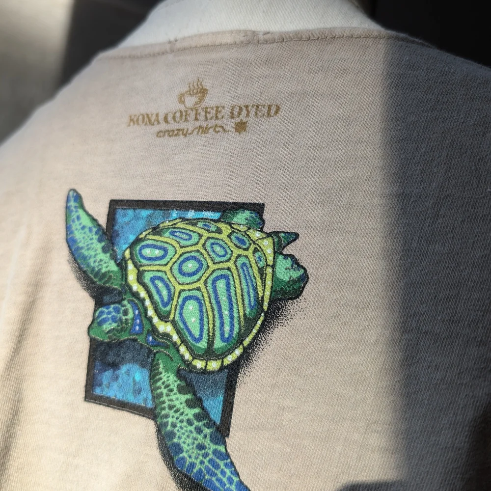 VTG Turtle Tee Hawaii Crazy Shirt Kona Coffee Dyed Combed Cotton - Picture 4 of 7